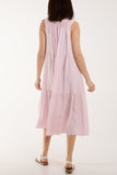 White Bow Neck Halter Tiered Midi Dress For Women ONE SIZE - Dropwear