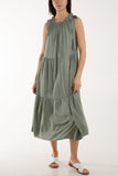 Navy Bow Neck Halter Tiered Midi Dress For Women ONE SIZE - Dropwear
