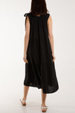 Blush Bow Neck Halter Tiered Midi Dress For Women ONE SIZE - Dropwear