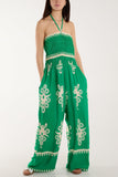Jade Shirred Bodice Bandeau Printed Jumpsuit For Women ONE SIZE - Dropwear