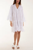 Broderie Anglaise Tunic Dress For Women  - Dropwear