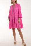 White Broderie Anglaise Tunic Dress For Women ONE SIZE - Dropwear
