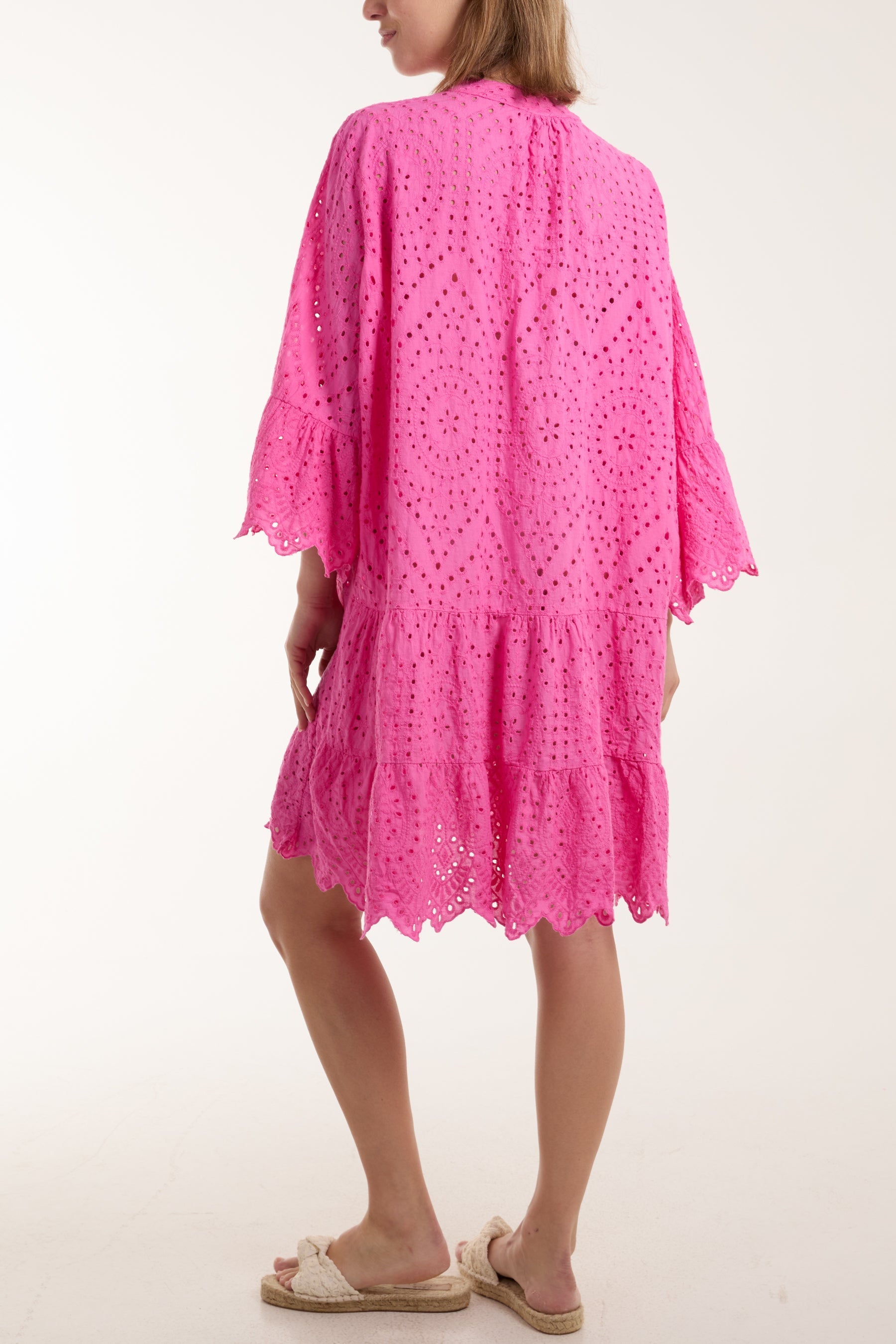 Navy Broderie Anglaise Tunic Dress For Women ONE SIZE - Dropwear