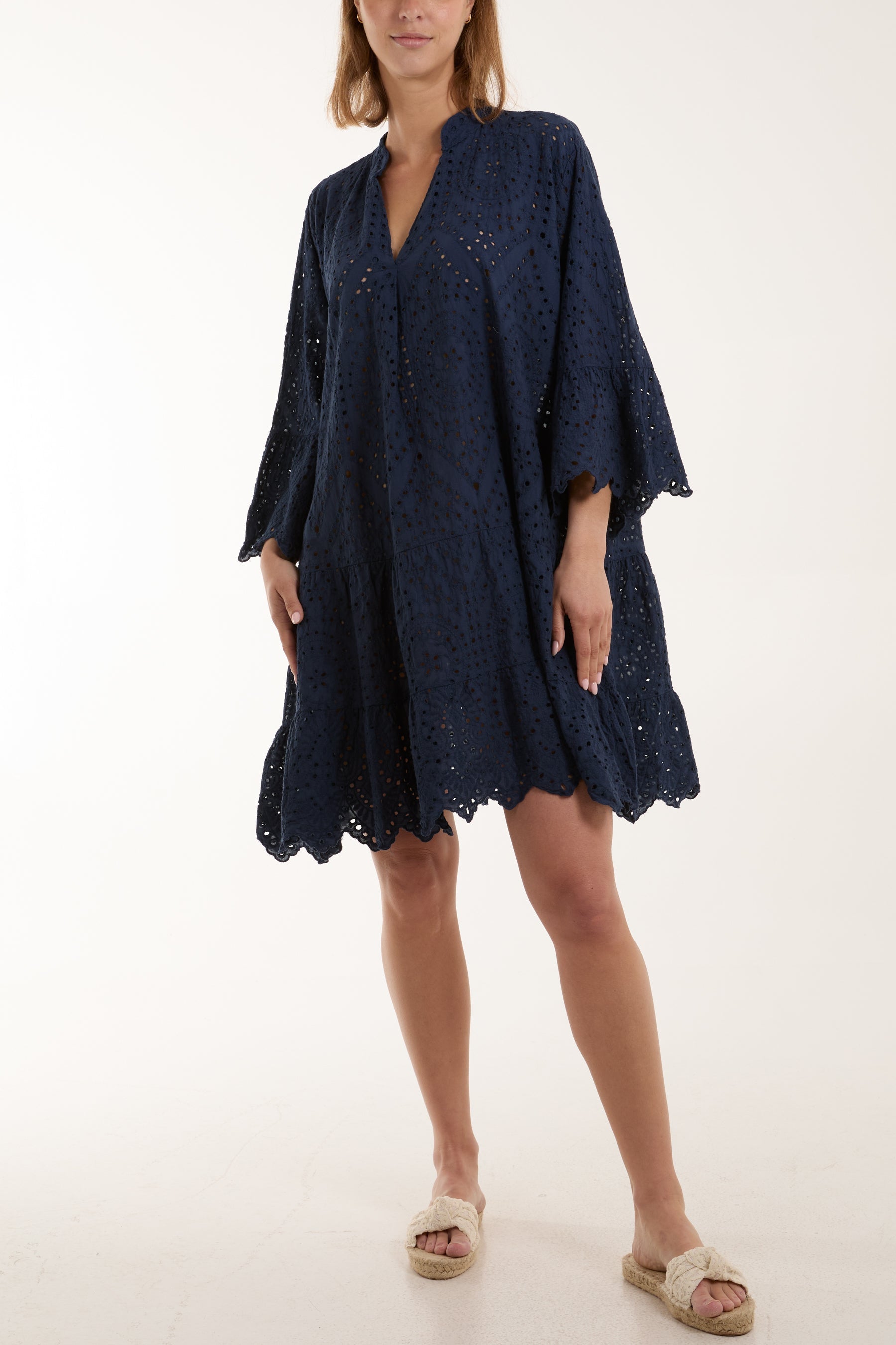 Broderie Anglaise Tunic Dress For Women  - Dropwear
