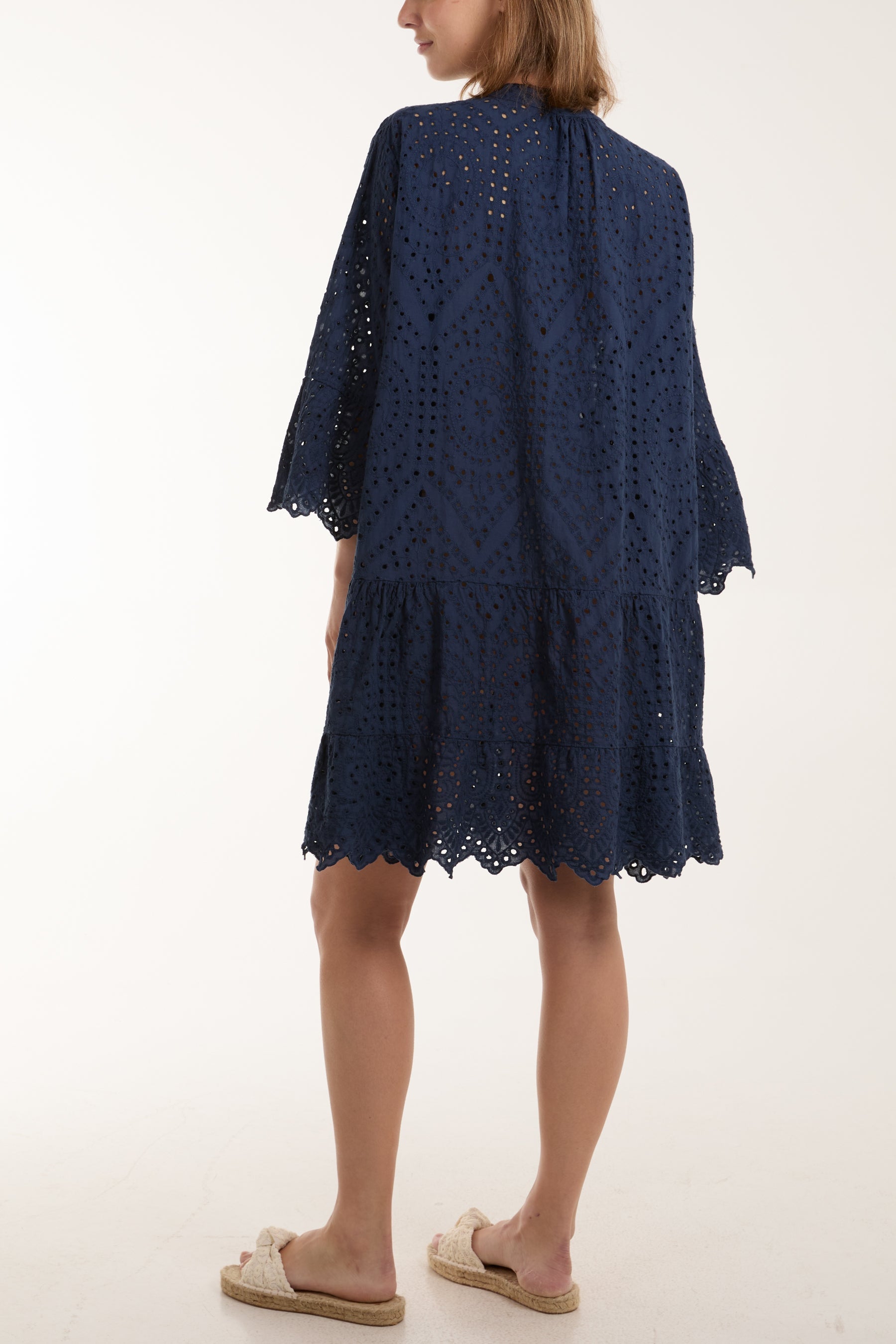 Broderie Anglaise Tunic Dress For Women  - Dropwear