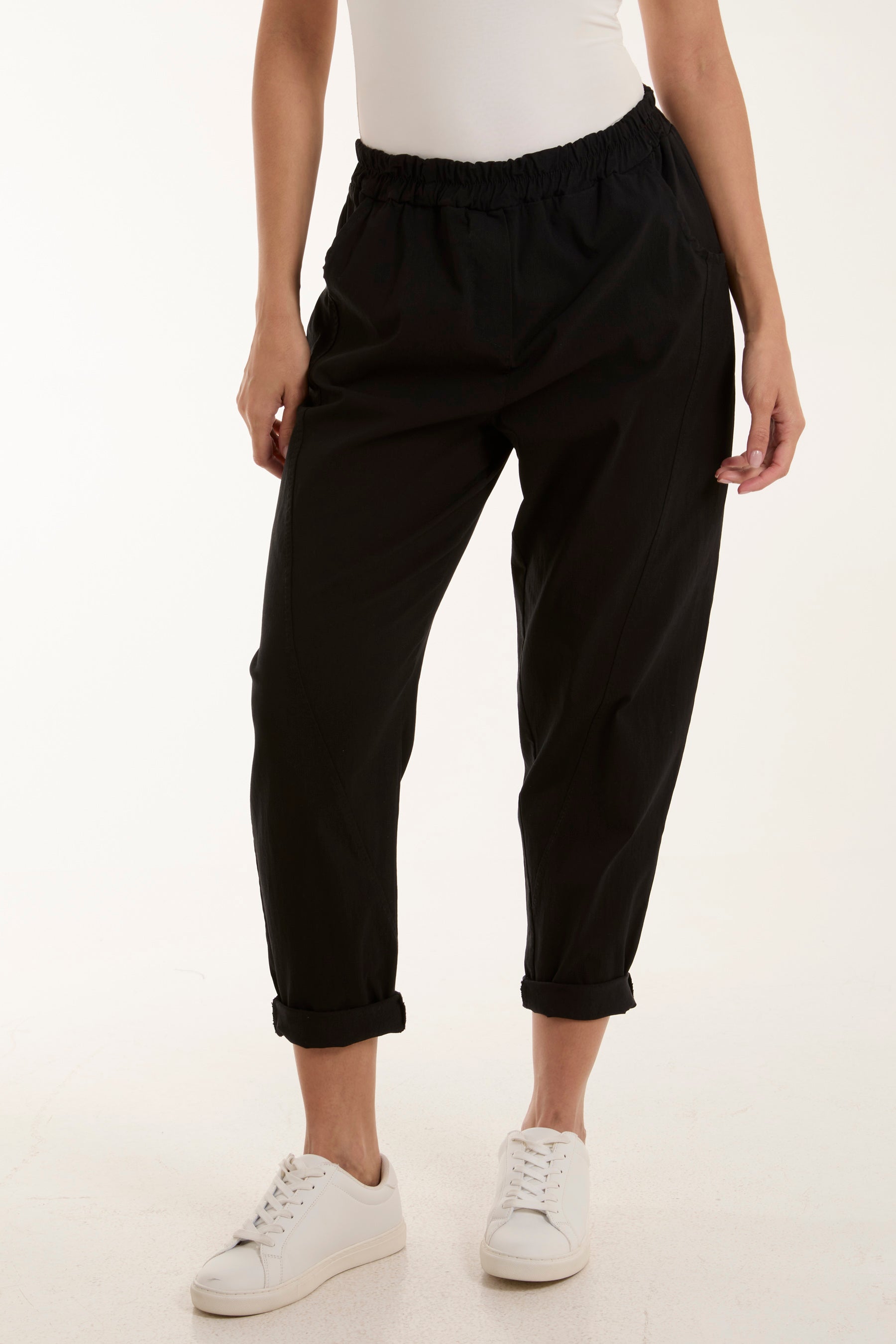 Khaki Washed Relaxed Fit Magic Trousers For Women ONE SIZE - Dropwear
