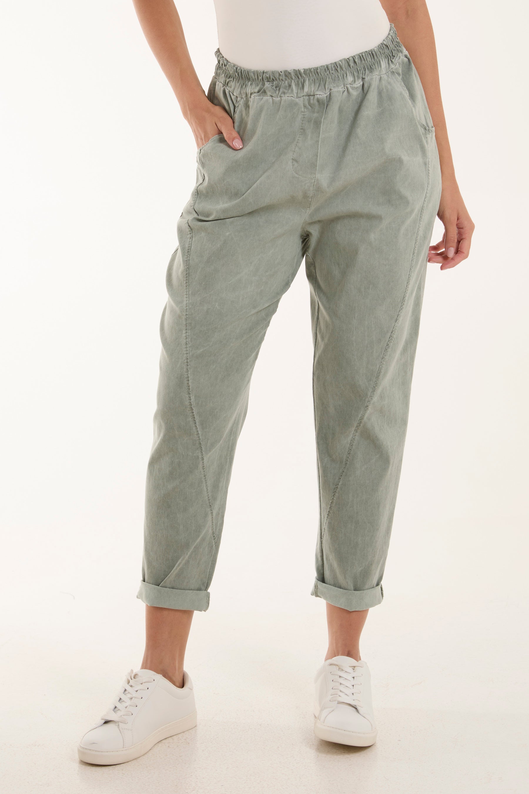 Stone Washed Relaxed Fit Magic Trousers For Women ONE SIZE - Dropwear