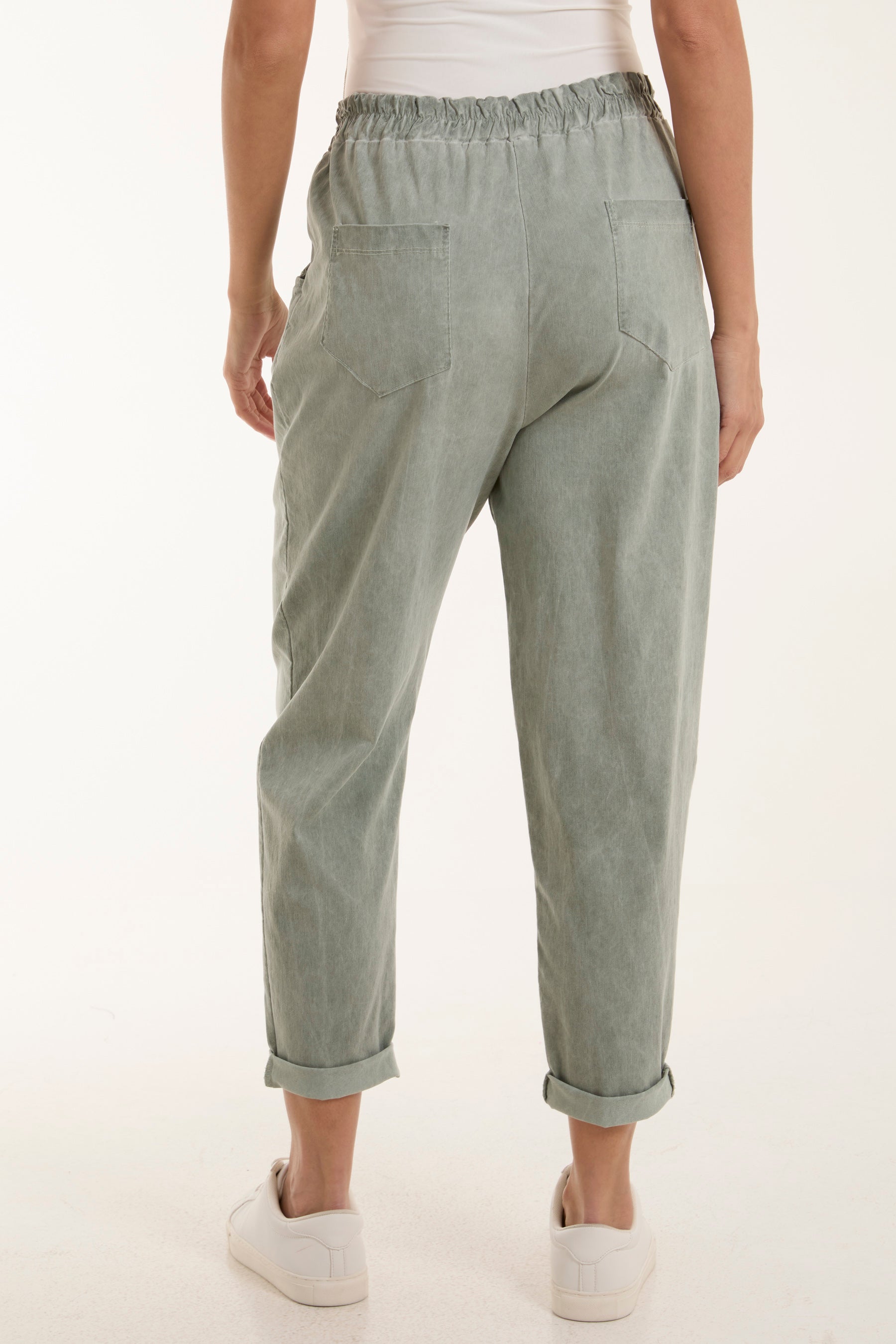 Black Washed Relaxed Fit Magic Trousers For Women ONE SIZE - Dropwear