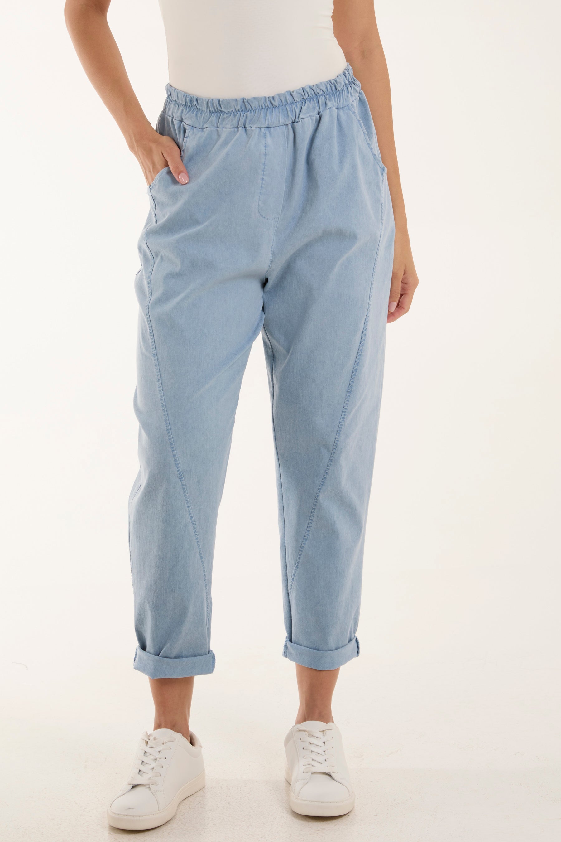 Washed Relaxed Fit Magic Trousers For Women  - Dropwear