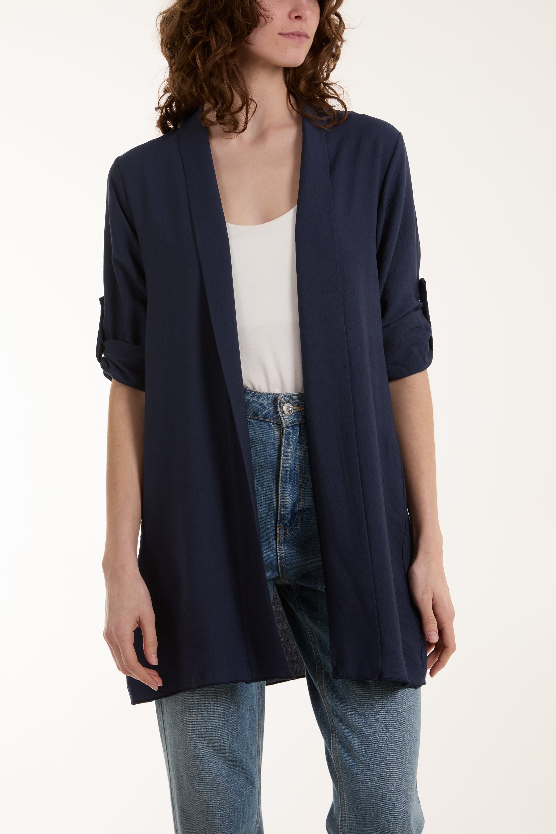 Edge To Edge Roll Back Sleeve Jacket For Women  - Dropwear