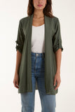 Navy Edge To Edge Roll Back Sleeve Jacket For Women ONE SIZE - Dropwear