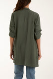 Denim Edge To Edge Roll Back Sleeve Jacket For Women ONE SIZE - Dropwear