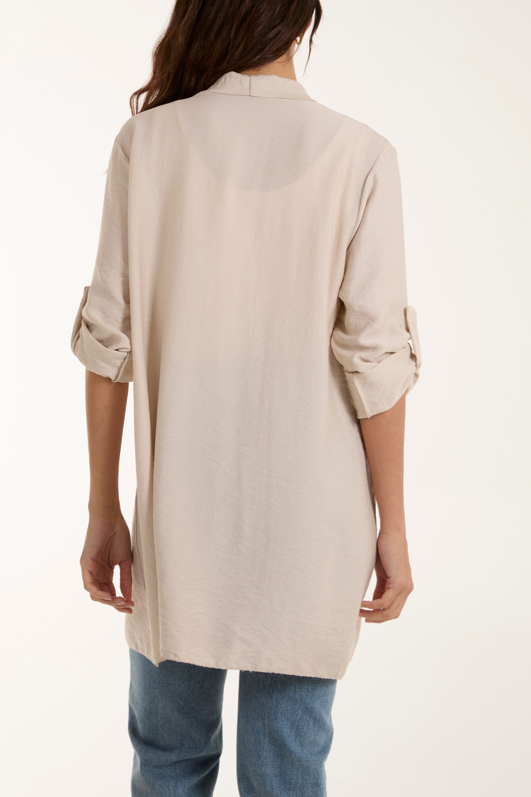 Black Edge To Edge Roll Back Sleeve Jacket For Women ONE SIZE - Dropwear