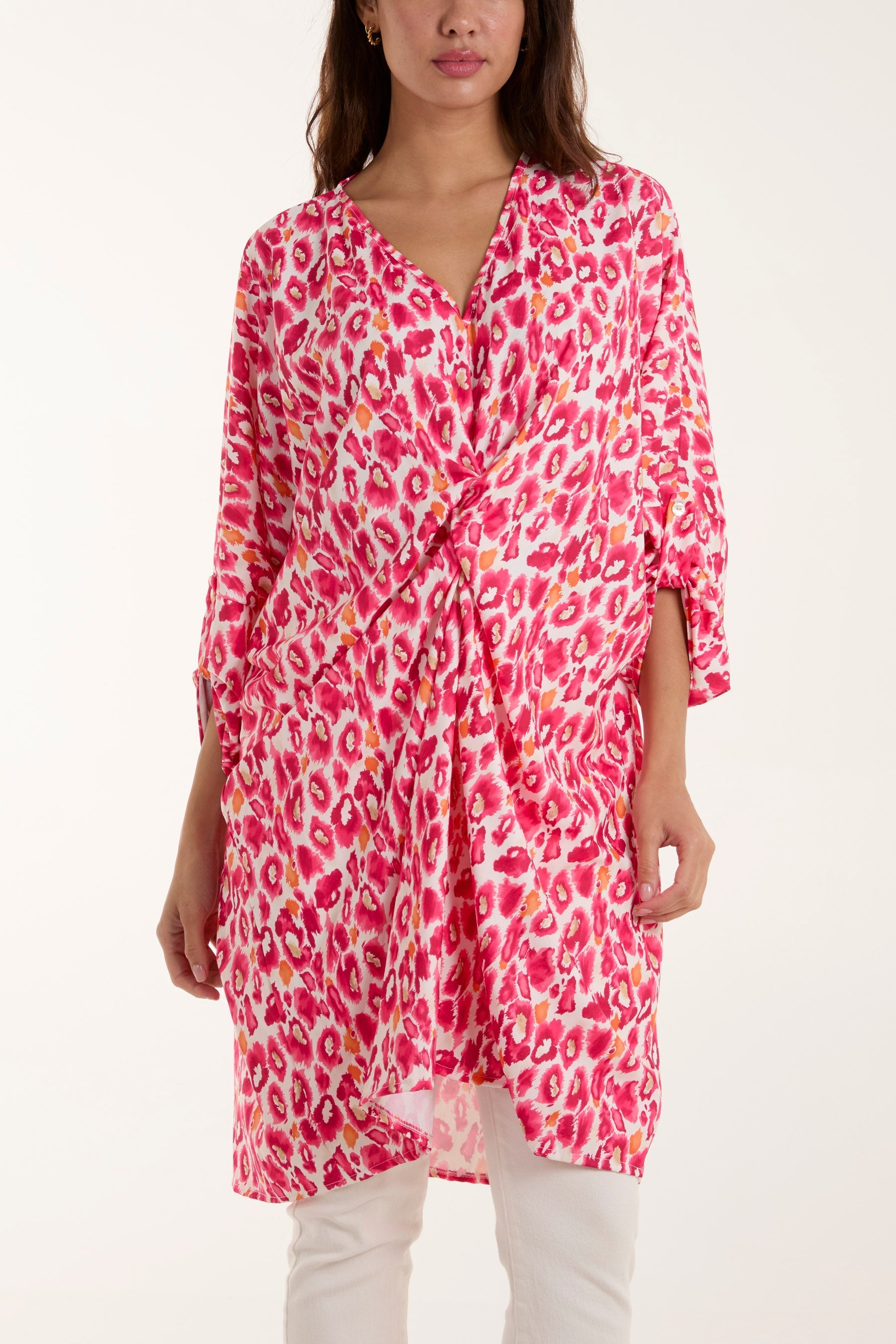 Leopard Print Twisted Front Blouse For Women  - Dropwear