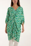Leopard Print Twisted Front Blouse For Women  - Dropwear