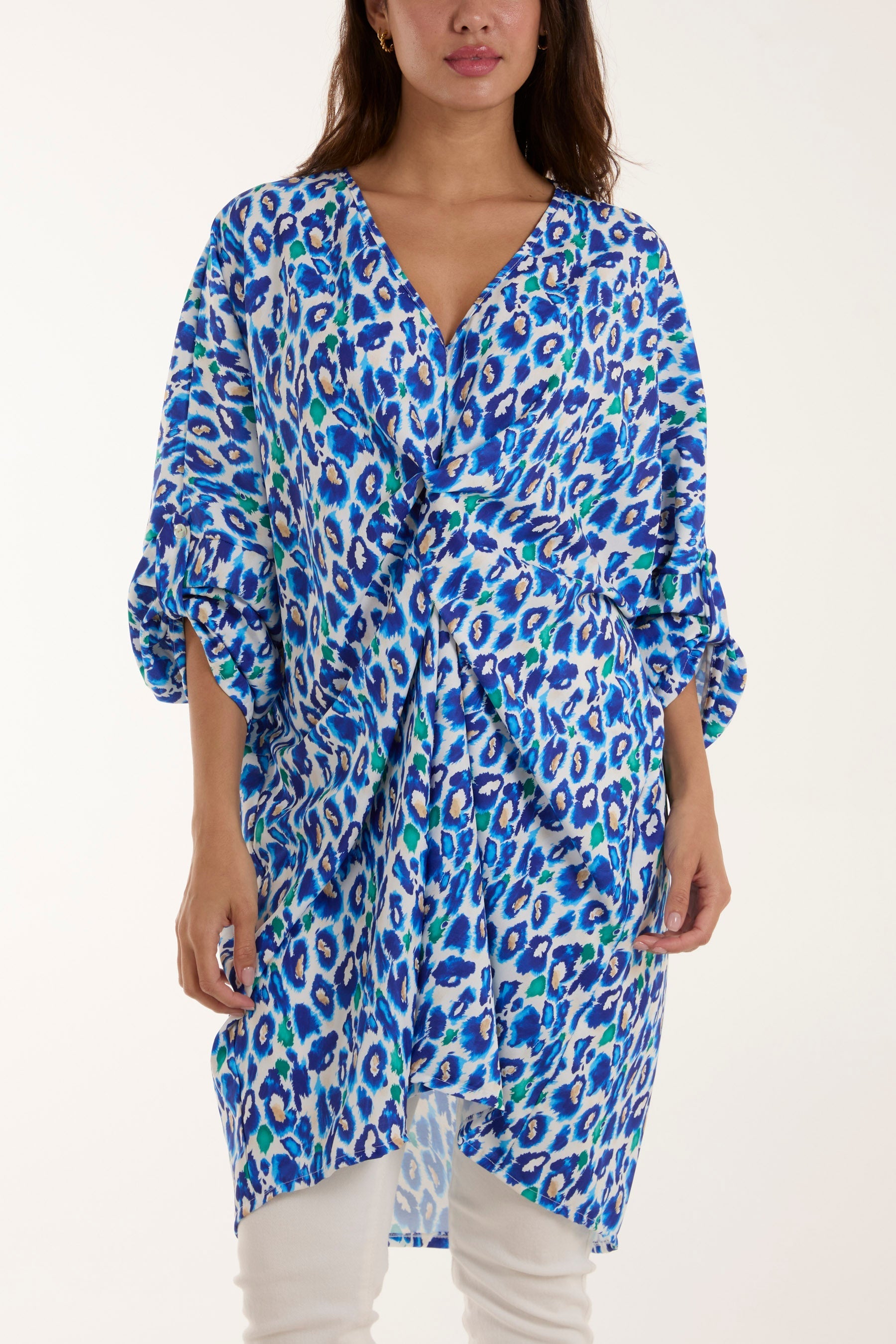 Leopard Print Twisted Front Blouse For Women  - Dropwear