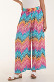 Zigzag Crushed Wide Leg Trousers For Women  - Dropwear