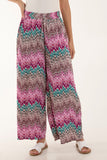 Multi Zigzag Crushed Wide Leg Trousers For Women S/M-L/XL - Dropwear