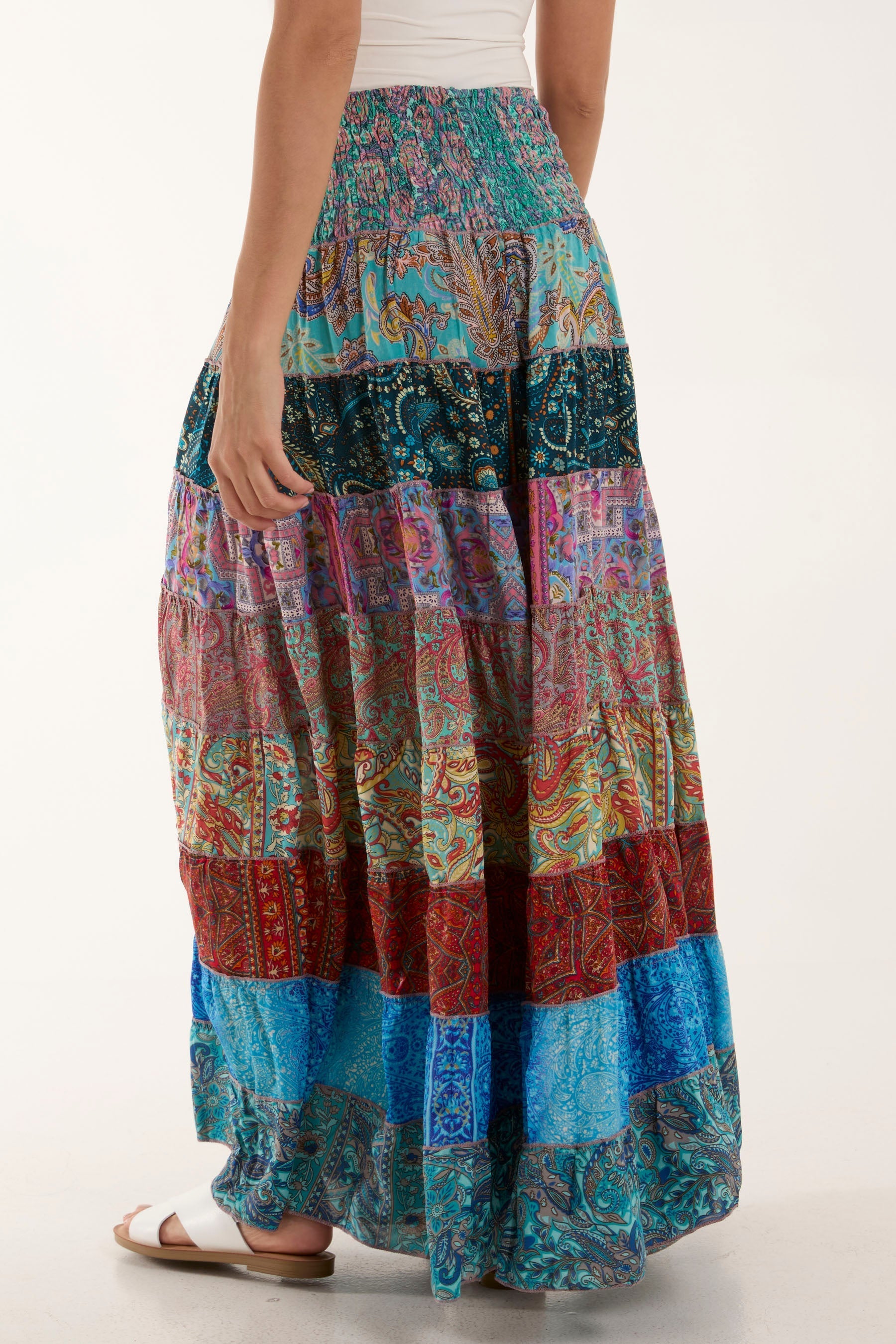 Silk Blend Patchwork Dress & Skirt For Women  - Dropwear