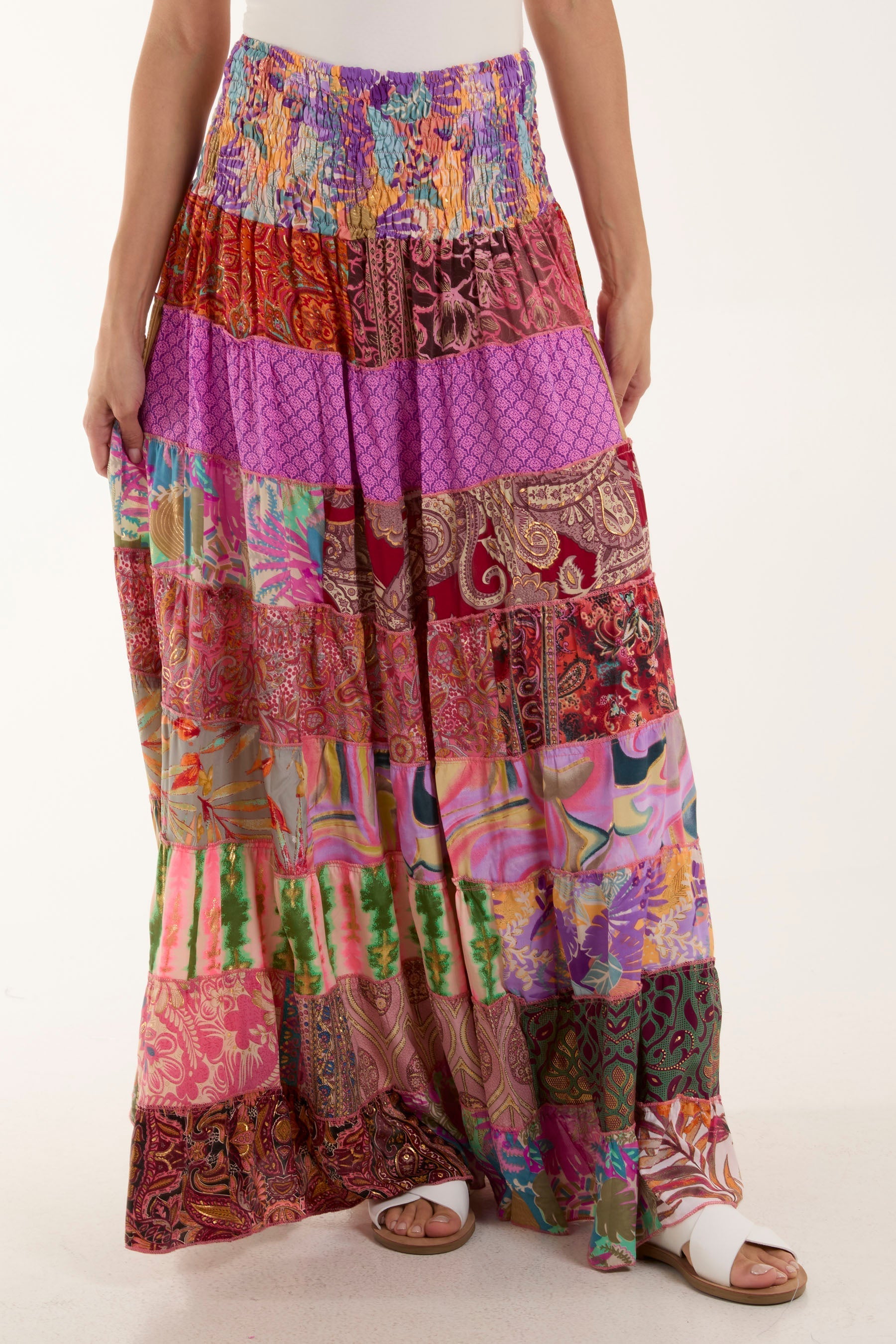 Silk Blend Patchwork Dress & Skirt For Women  - Dropwear