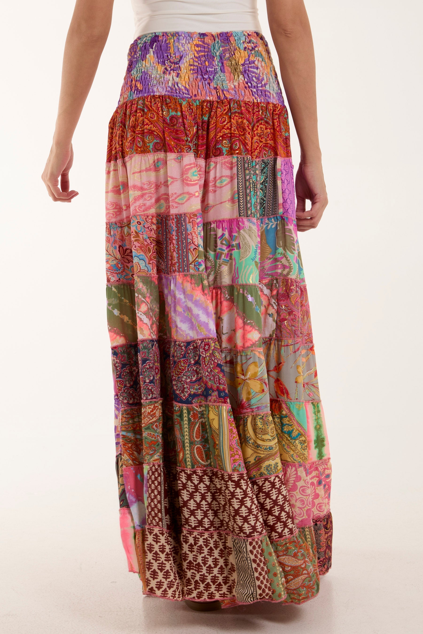 Silk Blend Patchwork Dress & Skirt For Women  - Dropwear
