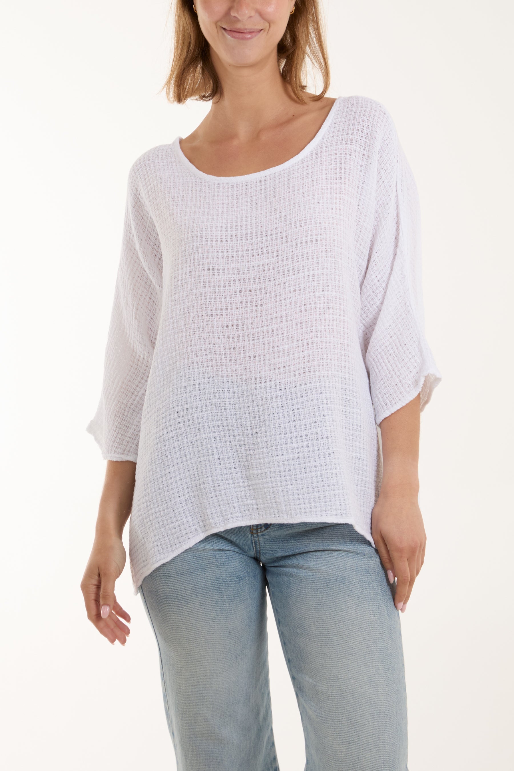 Texture Fabric Fine Cotton Blouse For Women  - Dropwear