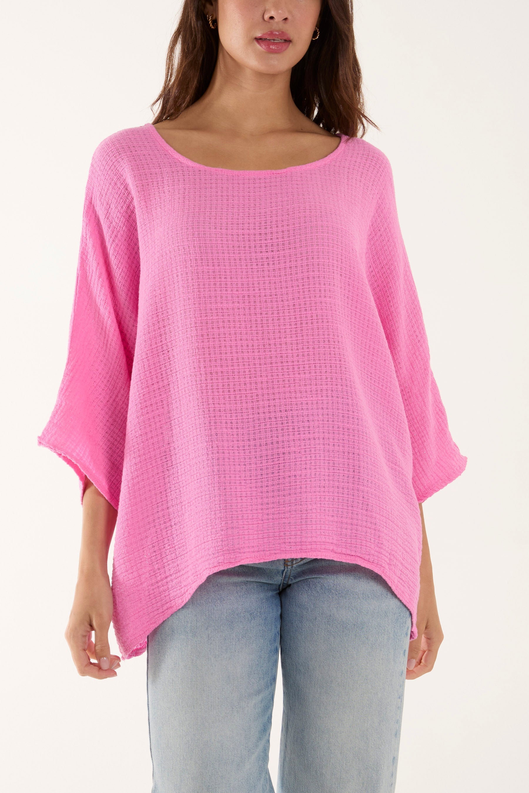 Stone Texture Fabric Fine Cotton Blouse For Women ONE SIZE - Dropwear