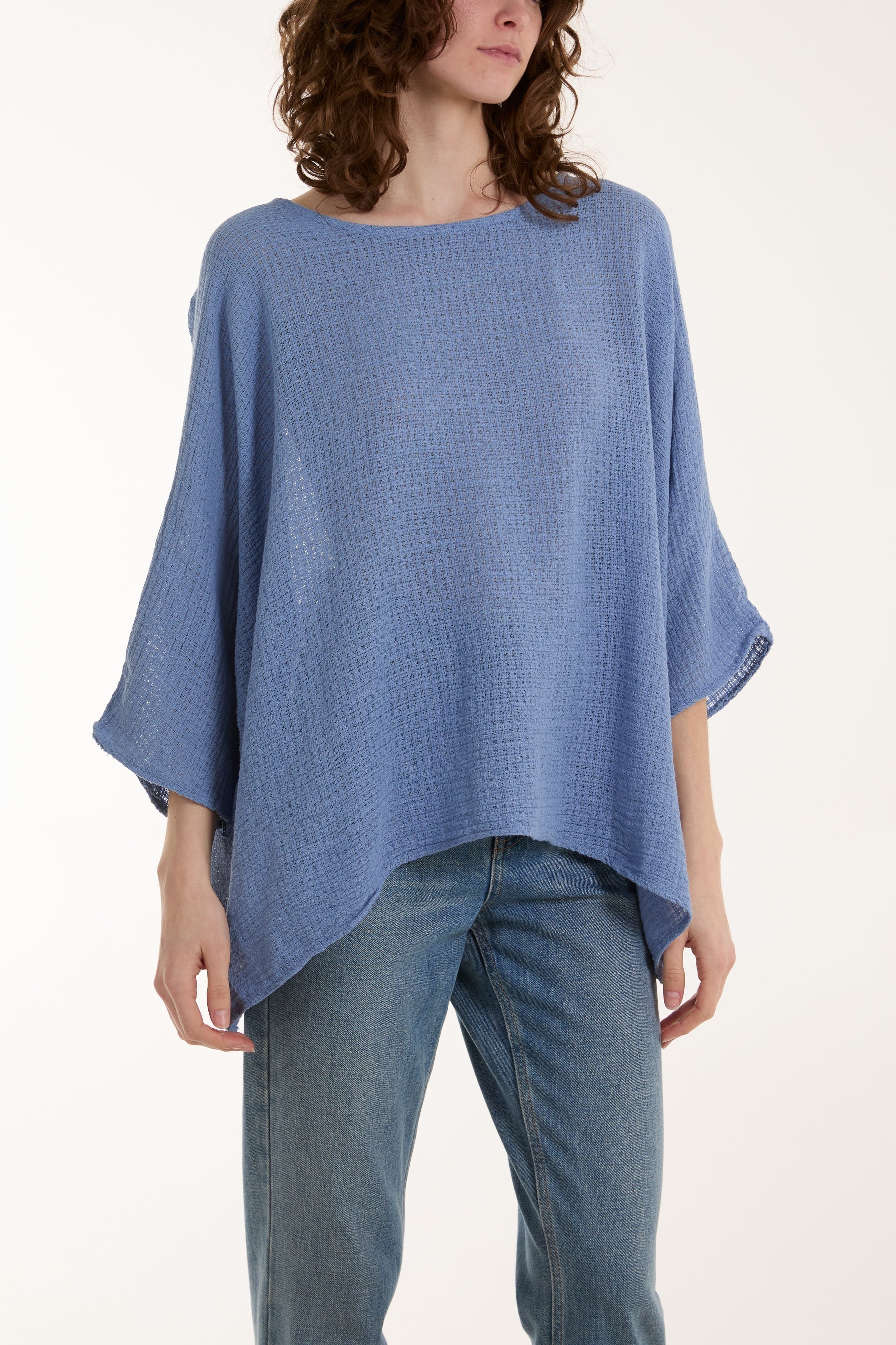 White Texture Fabric Fine Cotton Blouse For Women ONE SIZE - Dropwear