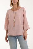 Necklace 3/4 Sleeve Blouse For Women  - Dropwear