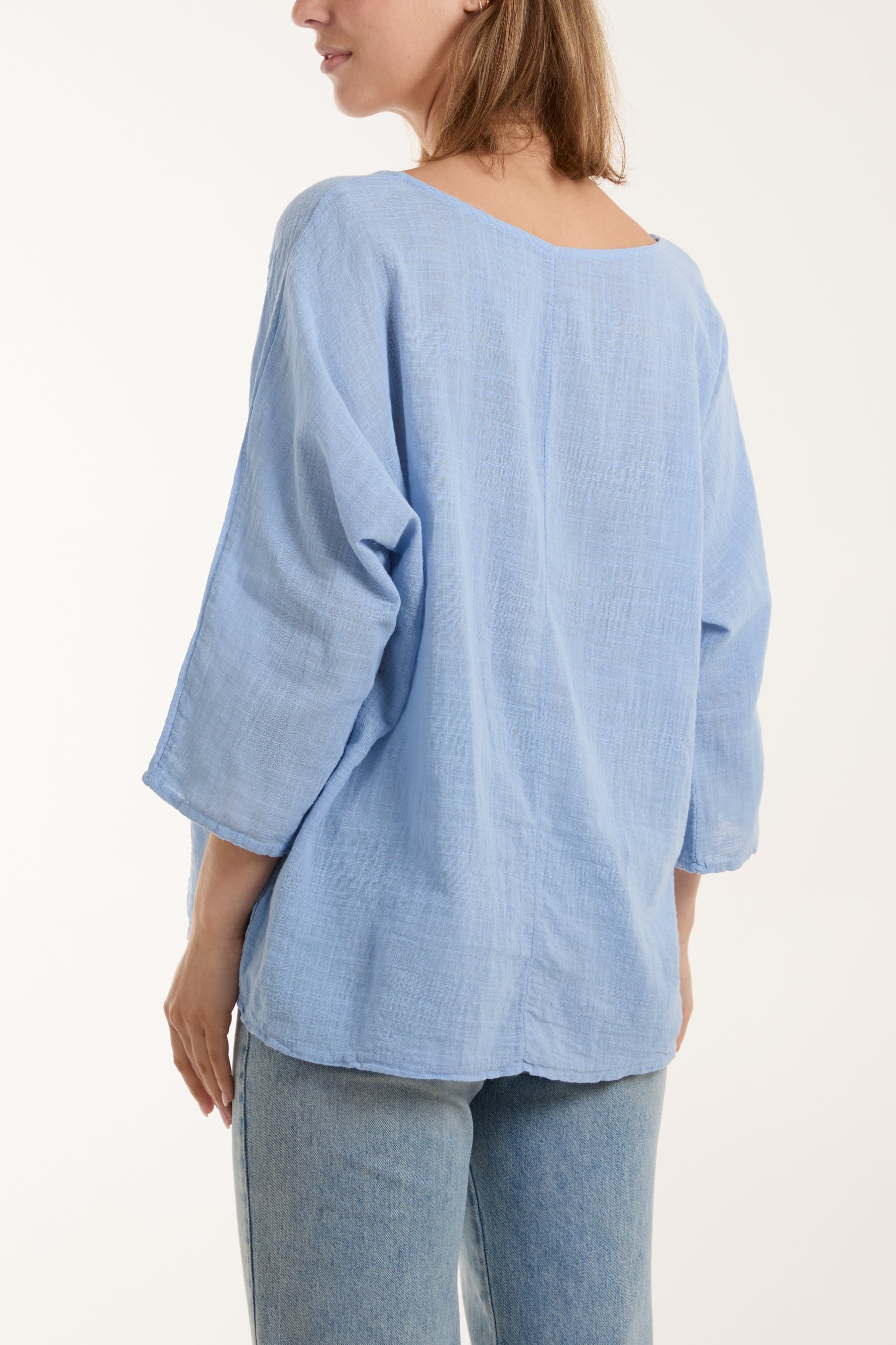 Necklace 3/4 Sleeve Blouse For Women  - Dropwear
