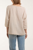 Necklace 3/4 Sleeve Blouse For Women  - Dropwear