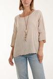 Necklace 3/4 Sleeve Blouse For Women  - Dropwear