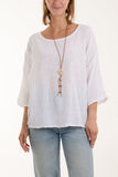 Necklace 3/4 Sleeve Blouse For Women  - Dropwear