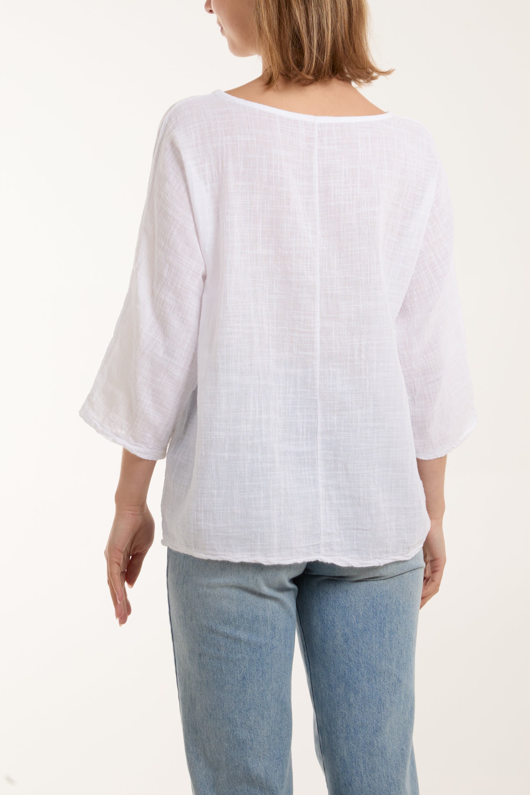 Necklace 3/4 Sleeve Blouse For Women  - Dropwear