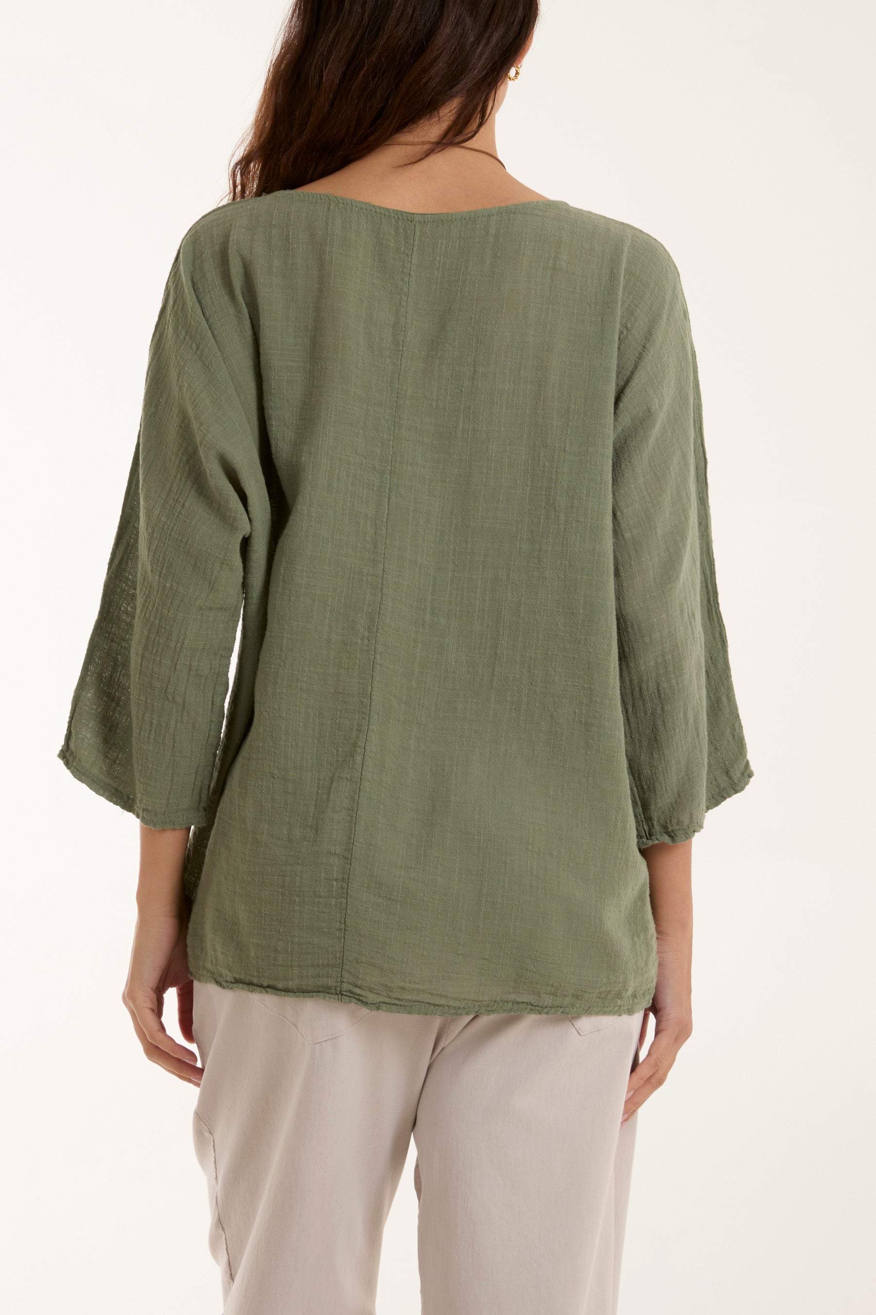 Necklace 3/4 Sleeve Blouse For Women  - Dropwear