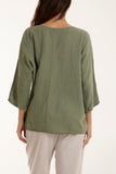 Necklace 3/4 Sleeve Blouse For Women  - Dropwear