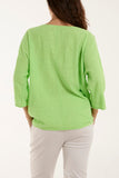 Navy Necklace 3/4 Sleeve Blouse For Women ONE SIZE - Dropwear