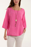 Orange Necklace 3/4 Sleeve Blouse For Women ONE SIZE - Dropwear