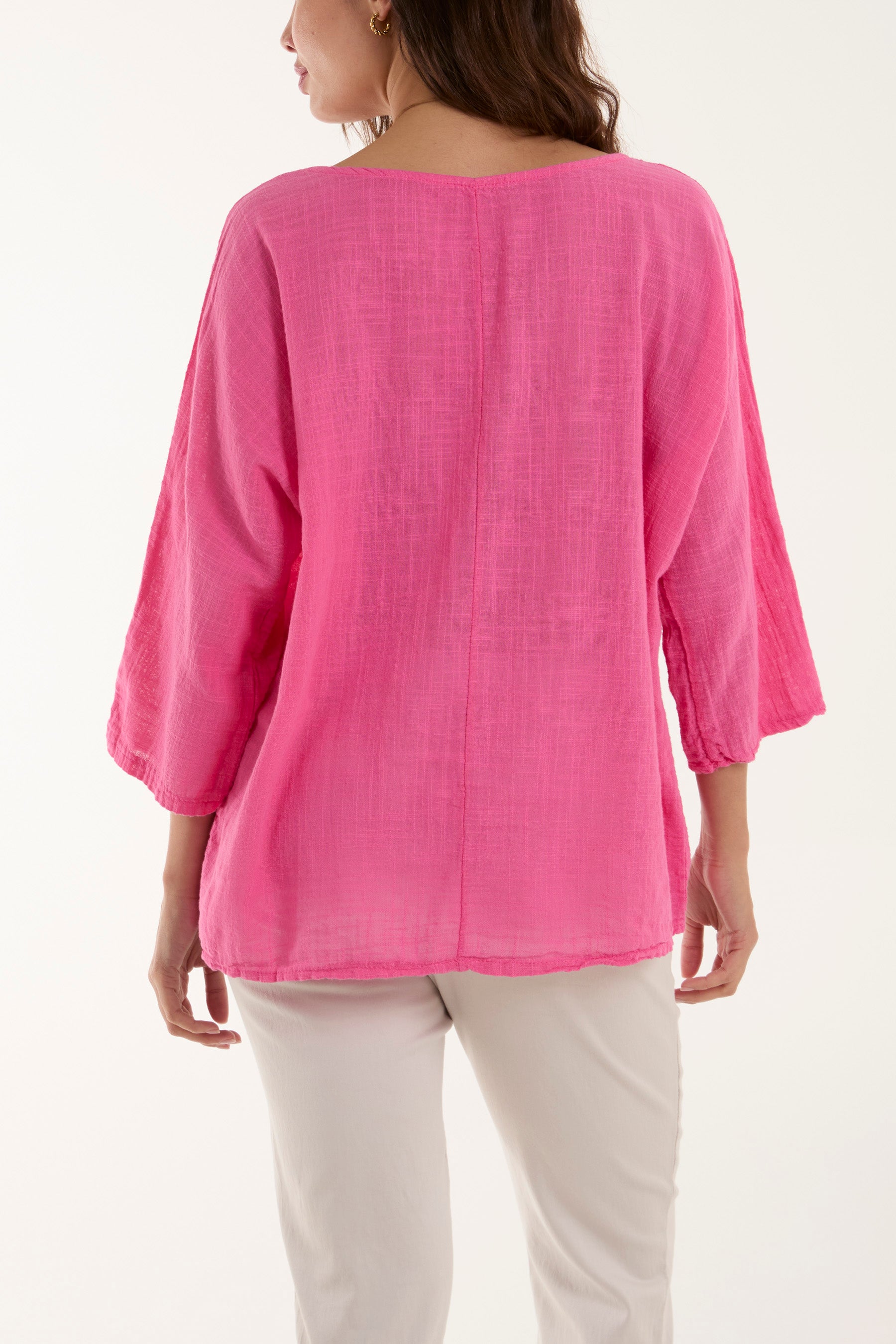 Denim Necklace 3/4 Sleeve Blouse For Women ONE SIZE - Dropwear