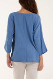Hot Pink Necklace 3/4 Sleeve Blouse For Women ONE SIZE - Dropwear