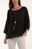 Blush Necklace 3/4 Sleeve Blouse For Women ONE SIZE - Dropwear