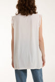 Beige Lace Trim Sleeveless Top For Women ONE SIZE - Dropwear