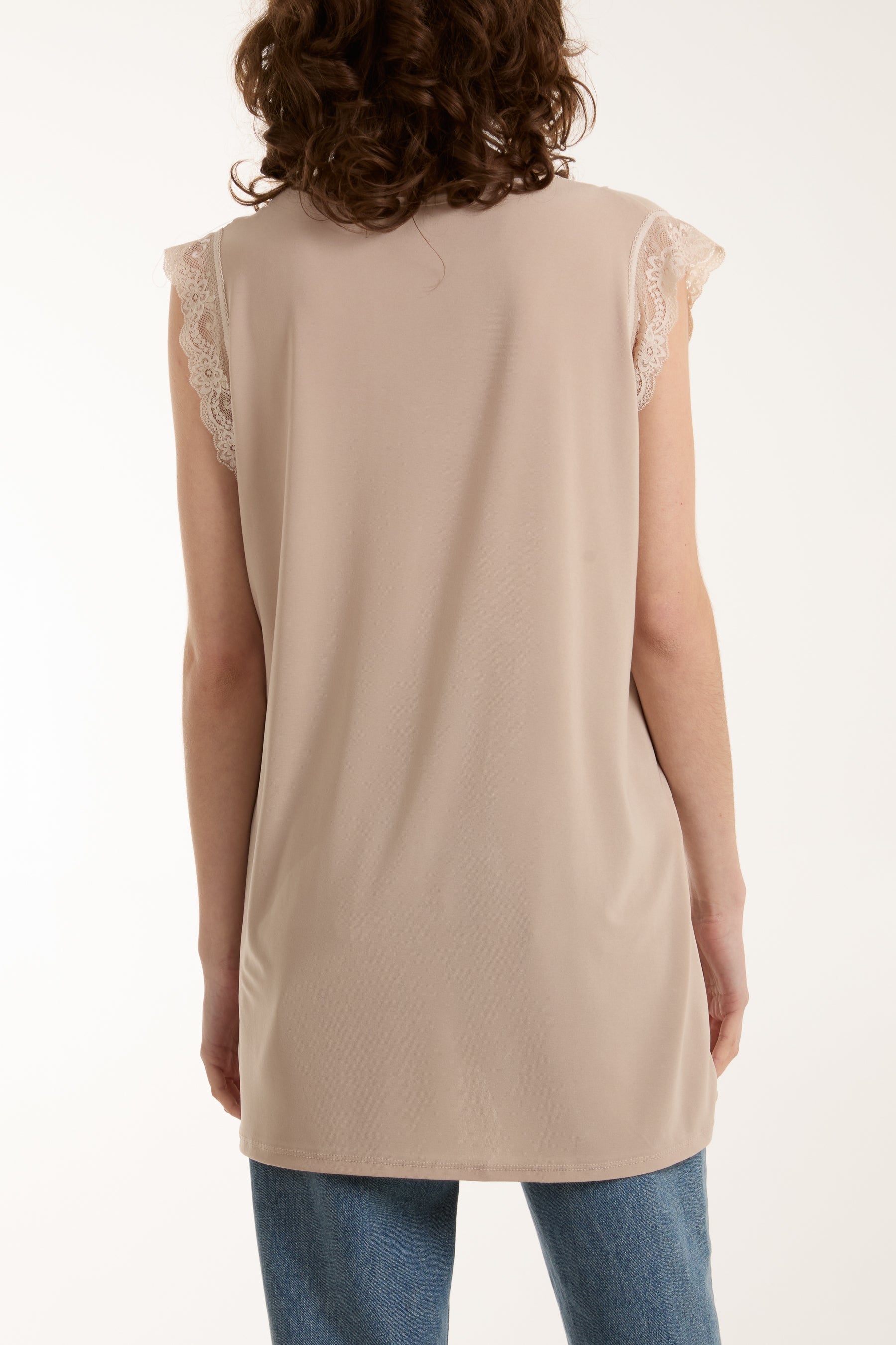 Lace Trim Sleeveless Top For Women  - Dropwear