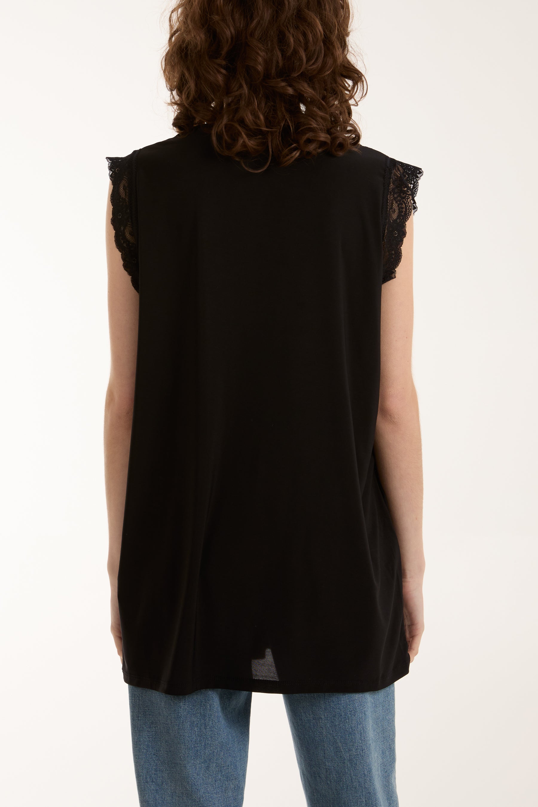 Lace Trim Sleeveless Top For Women  - Dropwear