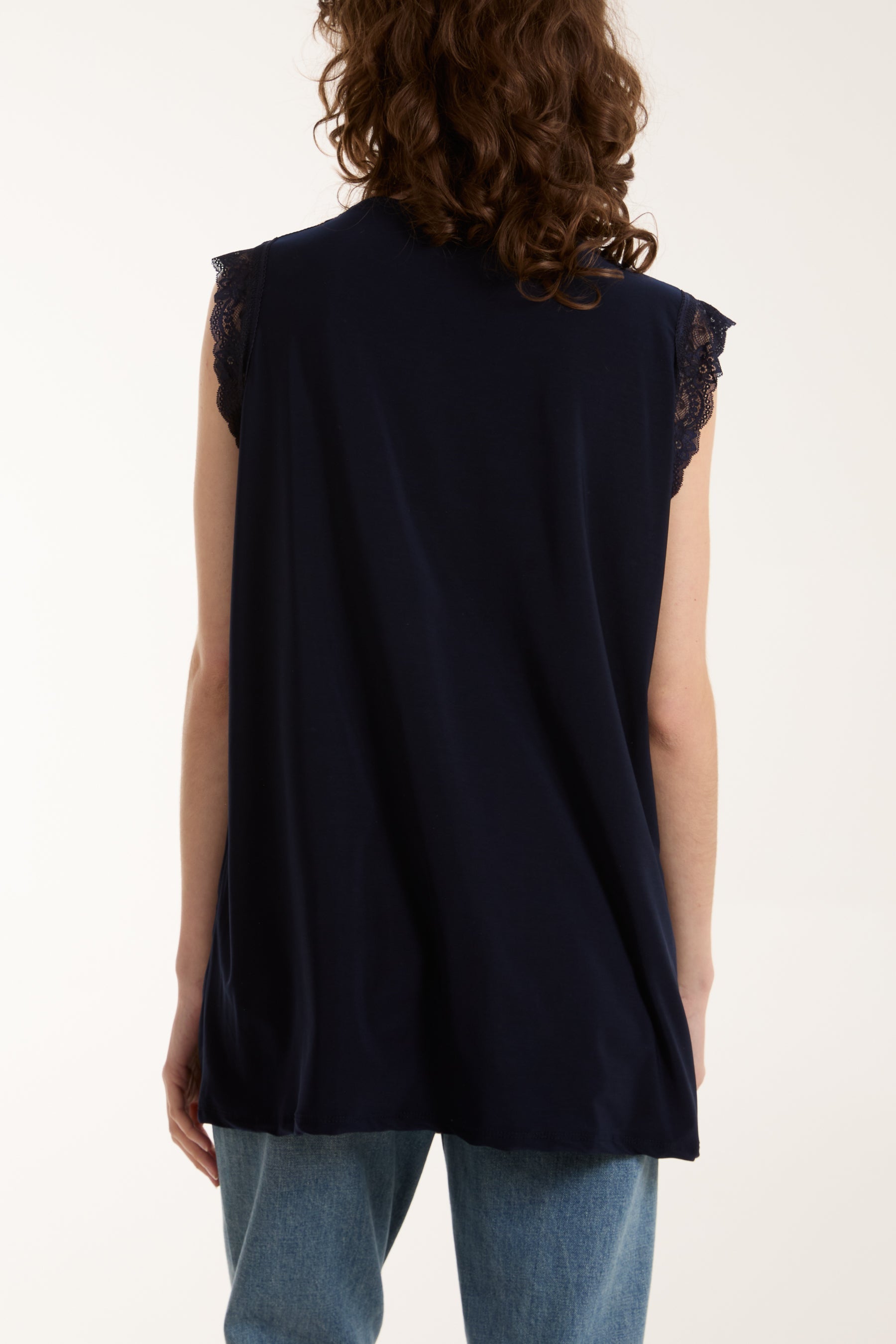 Lace Trim Sleeveless Top For Women  - Dropwear