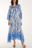 Black Palm Leaf Broderie Anglaise Shirt Dress For Women ONE SIZE - Dropwear