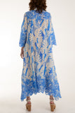 Navy Palm Leaf Broderie Anglaise Shirt Dress For Women ONE SIZE - Dropwear