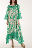 Jade Palm Leaf Broderie Anglaise Shirt Dress For Women ONE SIZE - Dropwear