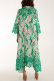 Denim Palm Leaf Broderie Anglaise Shirt Dress For Women ONE SIZE - Dropwear