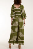 Paisley Print Ruffle Sleeve Jumpsuit For Women  - Dropwear